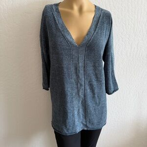 Poetry Women's Cotton and Linen V Neck Sweater Blue Sz 4/6